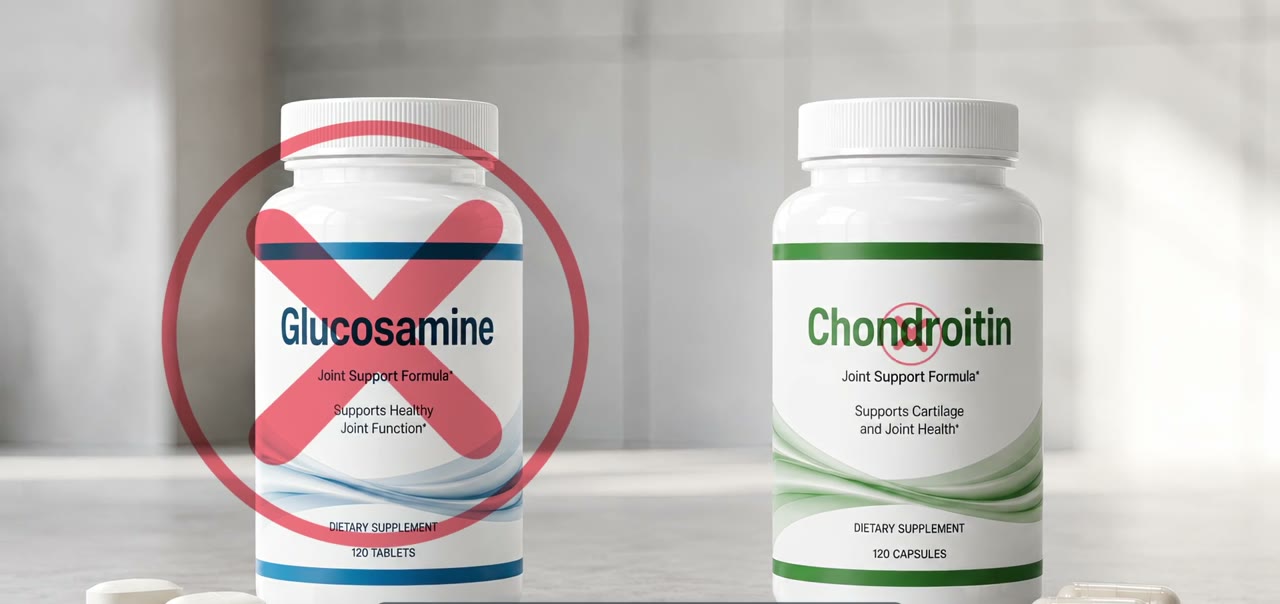 Bottles of glucosamine and chondroitin on a shelf