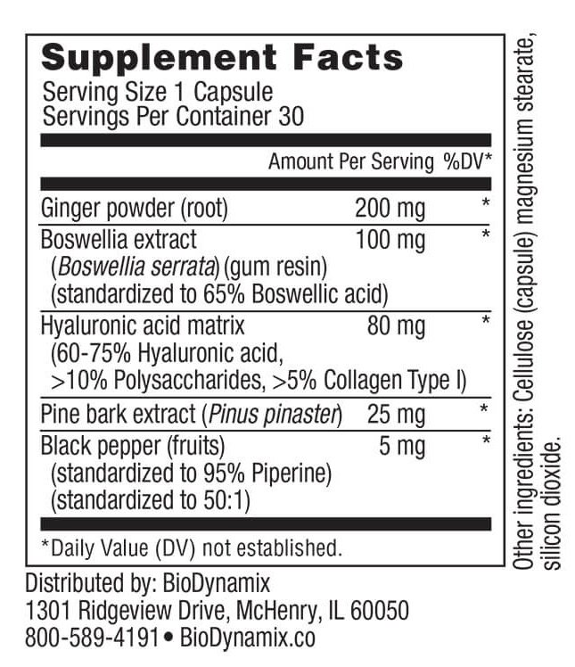 The Supplement Facts panel of the Joint Genesis label